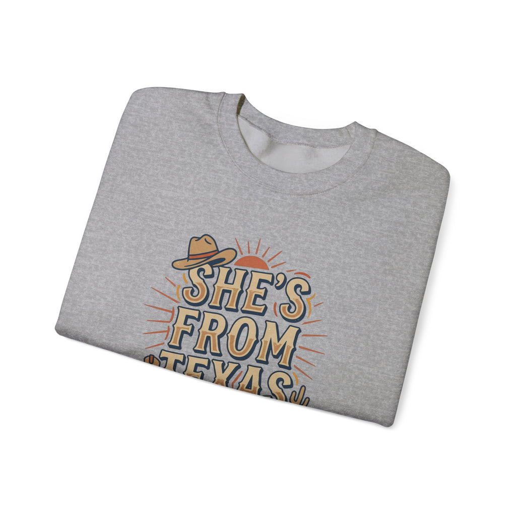 She’s From Texas Sweatshirt | Lone Star, Southern Cowgirl Pride