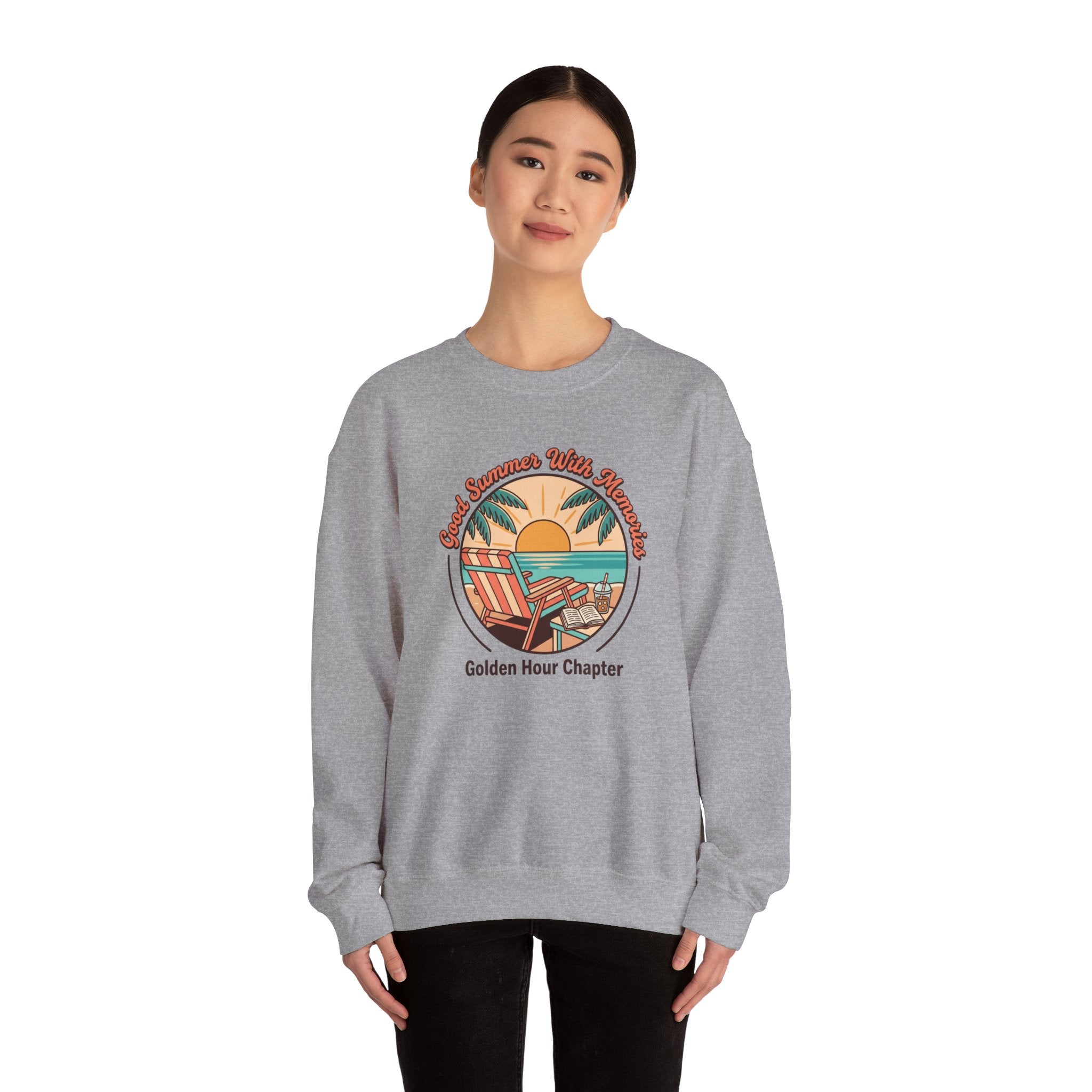 Golden Hour Beach Sunset Crewneck Sweatshirt | summer aesthetic, coastal vibes