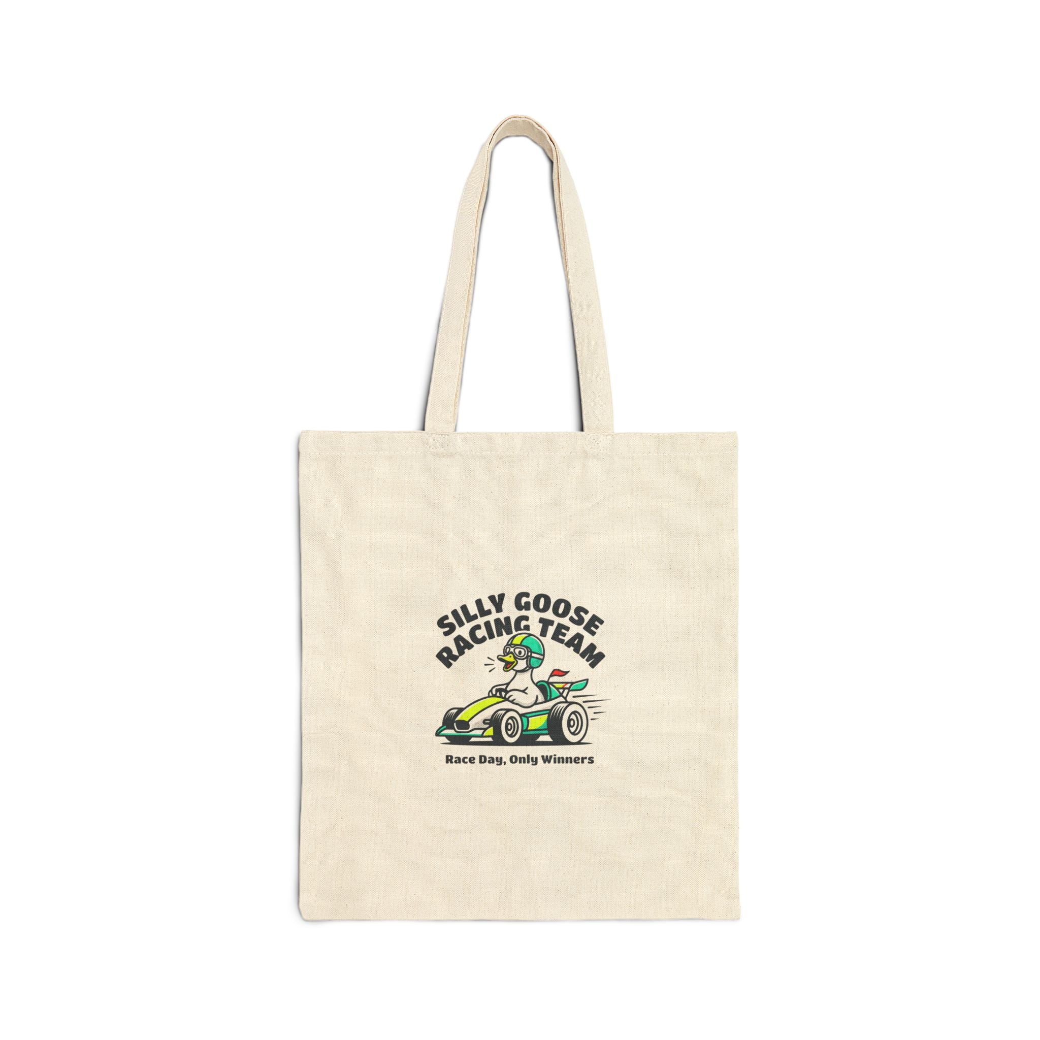 Silly Goose Racing Team Tote | racing, checkered motorsport parody
