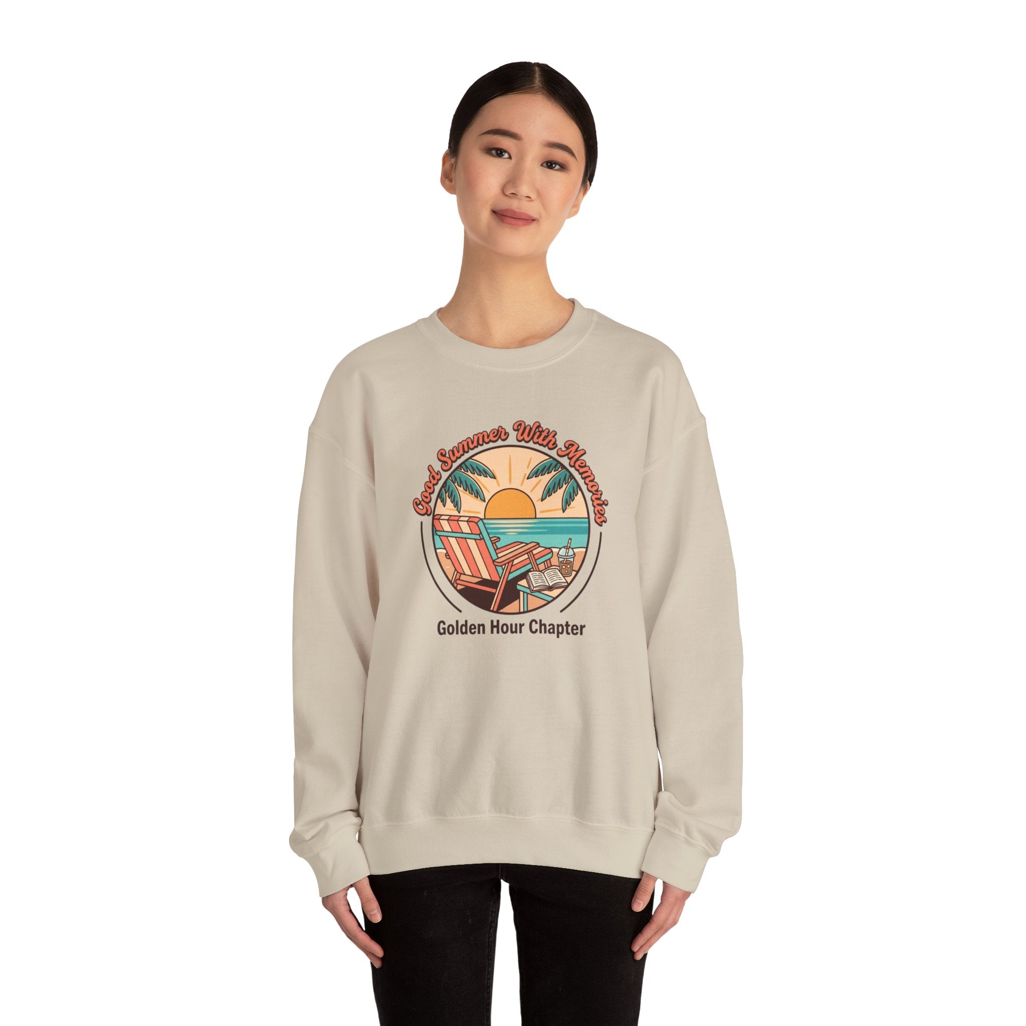 Golden Hour Beach Sunset Crewneck Sweatshirt | summer aesthetic, coastal vibes