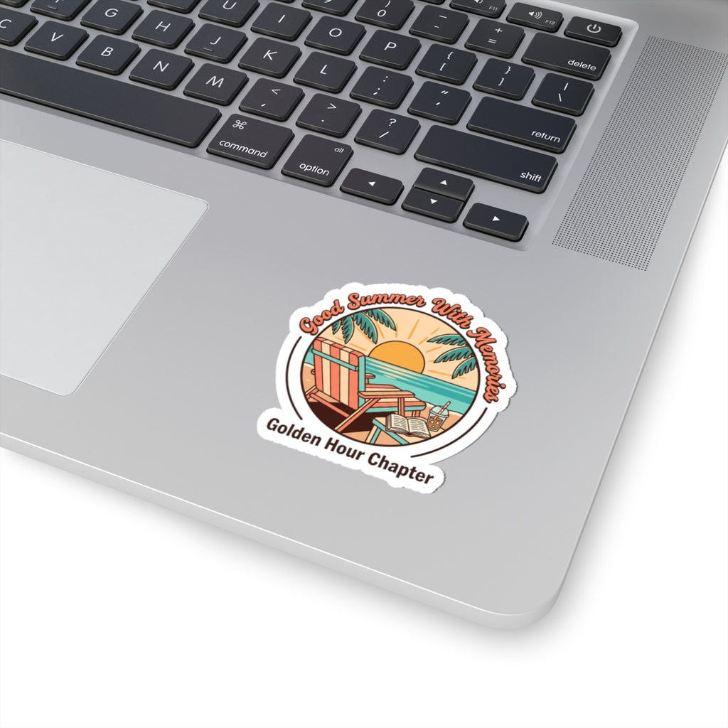Golden Hour Beach Scene Kiss-Cut Stickers | summer aesthetic, coastal vibes