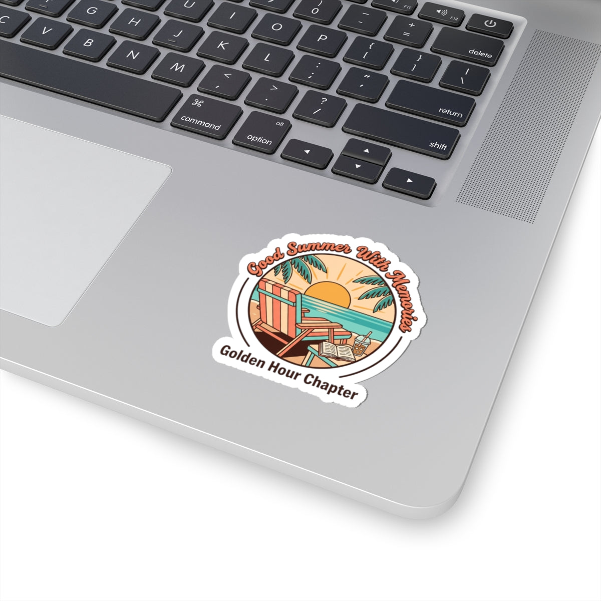 Golden Hour Beach Scene Kiss-Cut Stickers | summer aesthetic, coastal vibes