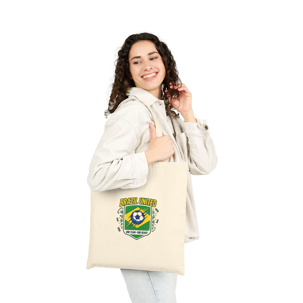 Brazil United Tote, retro soccer country pride, national colors supporters