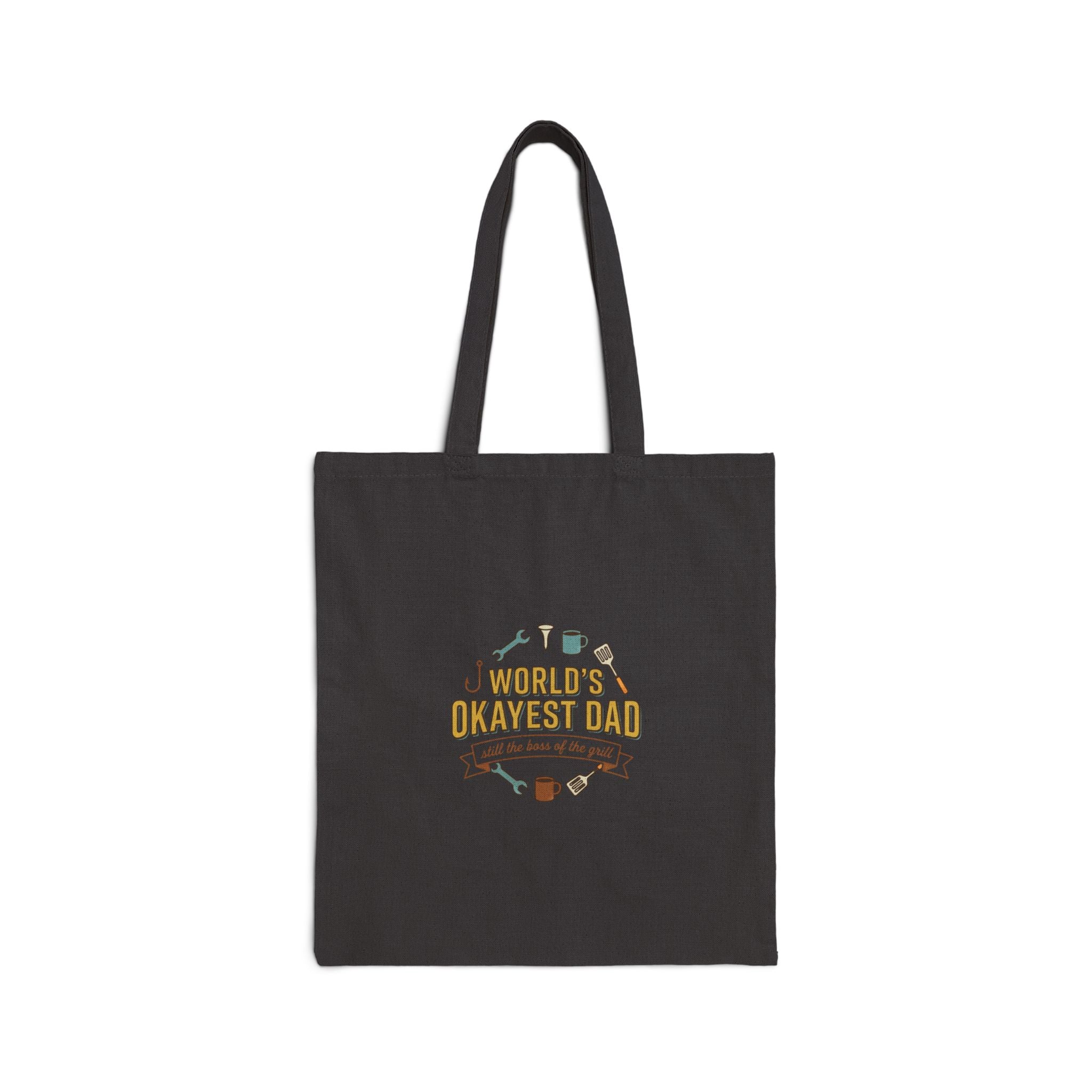 World's Okayest Dad Tote Bag | Father’s Day, Retro Grill & Fishing Theme