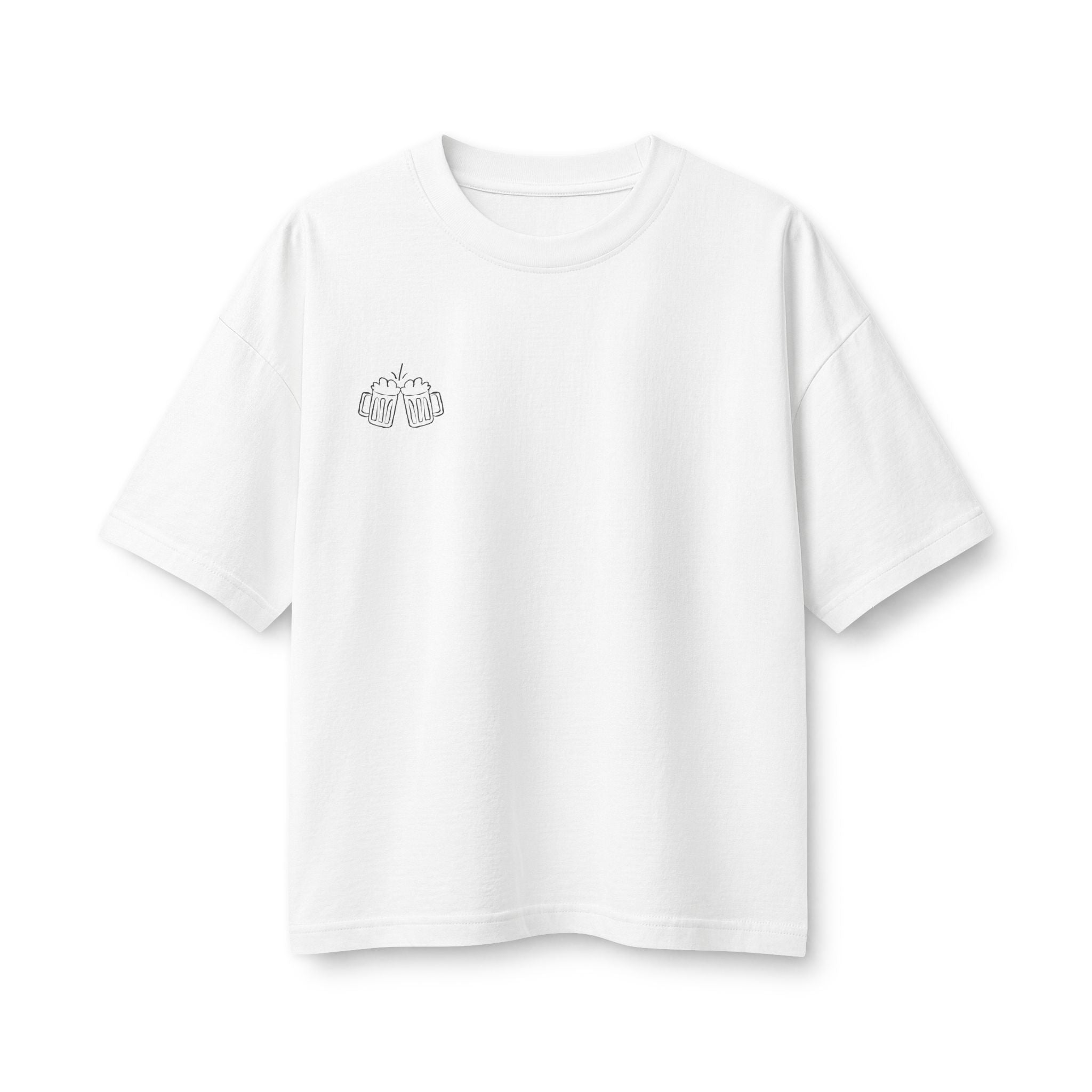 Minimalist White Tee with Tiny City Skyline Embroidery — Women's Casual Shirt