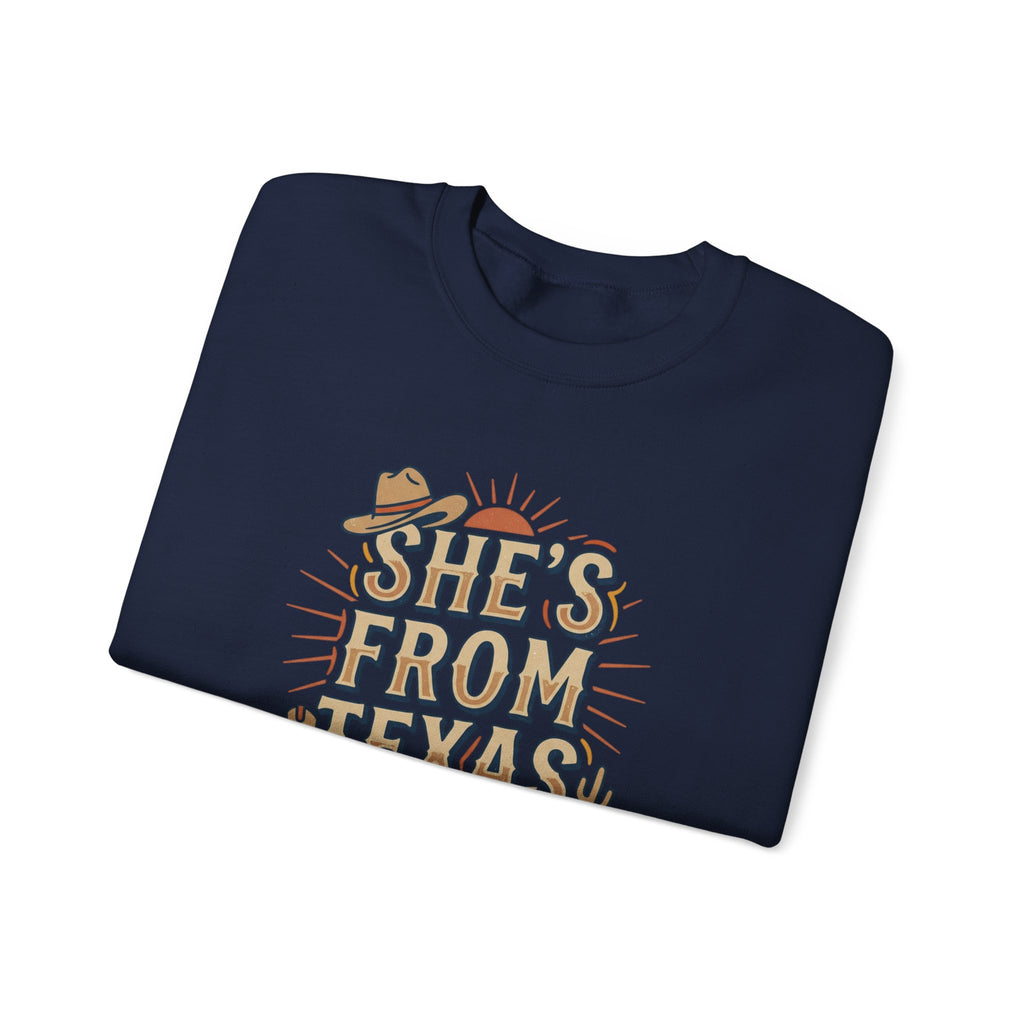 She’s From Texas Sweatshirt | Lone Star, Southern Cowgirl Pride