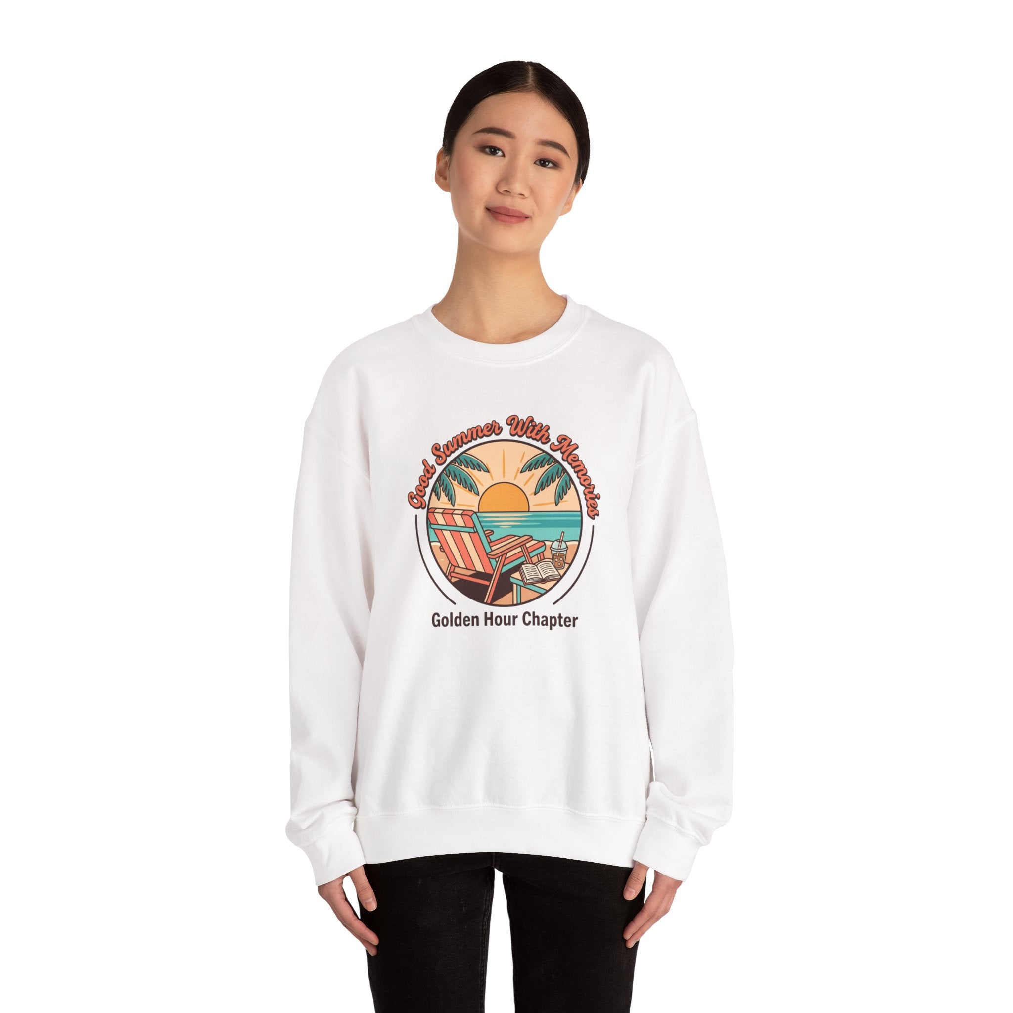 Golden Hour Beach Sunset Crewneck Sweatshirt | summer aesthetic, coastal vibes