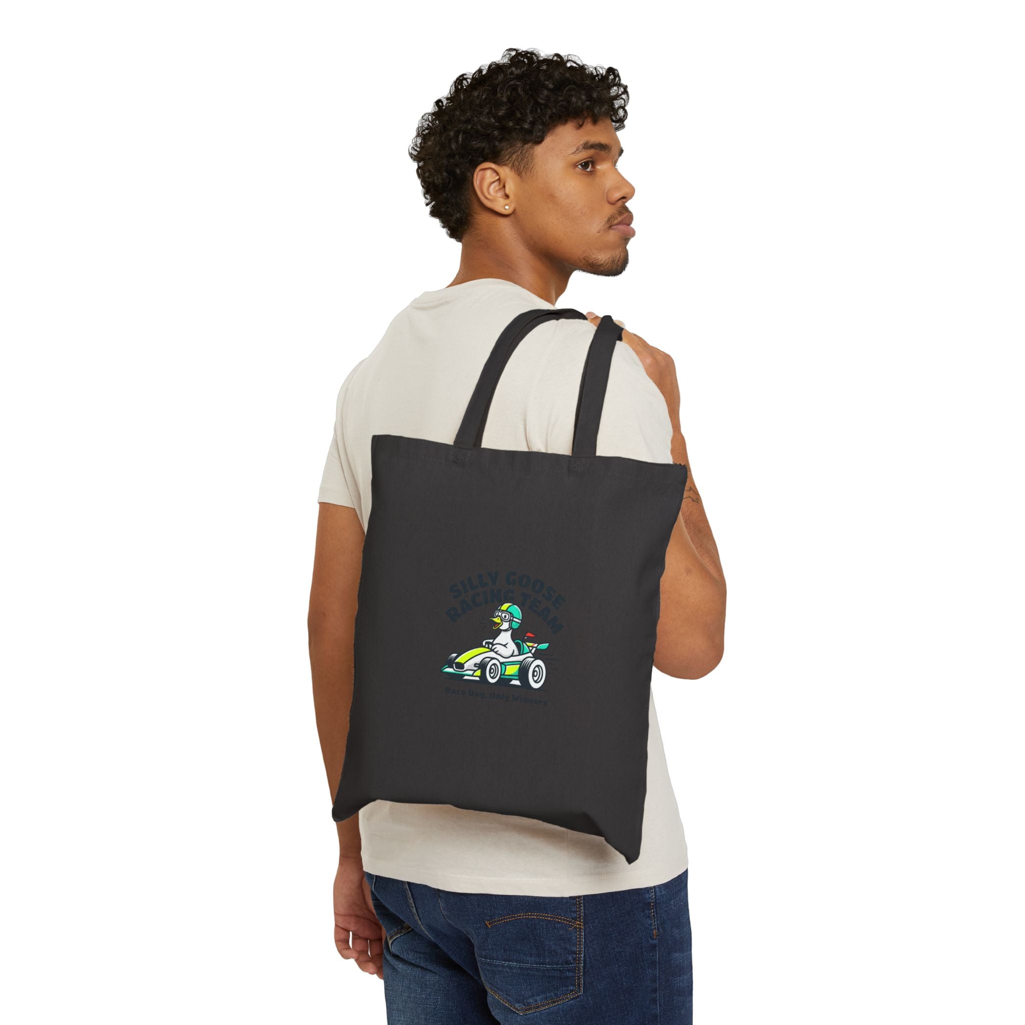Silly Goose Racing Team Tote | racing, checkered motorsport parody